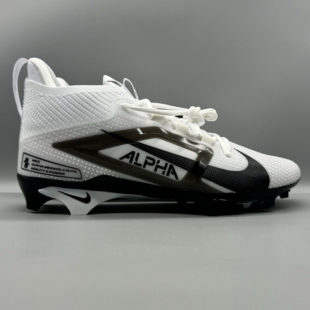 Nike Alpha Menace 4 Elite TB Football Cleats White/Black FZ7701-101 Men Size 12
